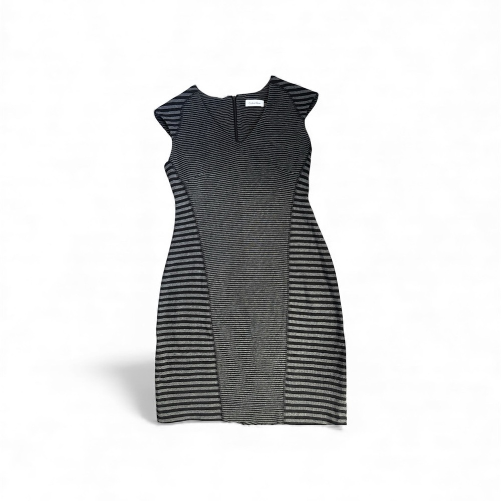 Calvin Klein Black and Gray Midi Dress